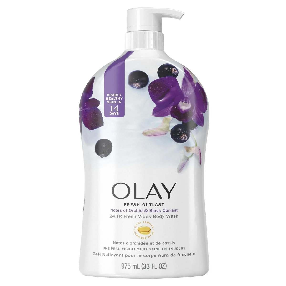 uk61XrRULpRVL-1-1.jpg Olay Fresh Outlast Notes Of Orchid & Black Currant Body Wash, 33 fl oz - Fast UK Delivery - Image 1