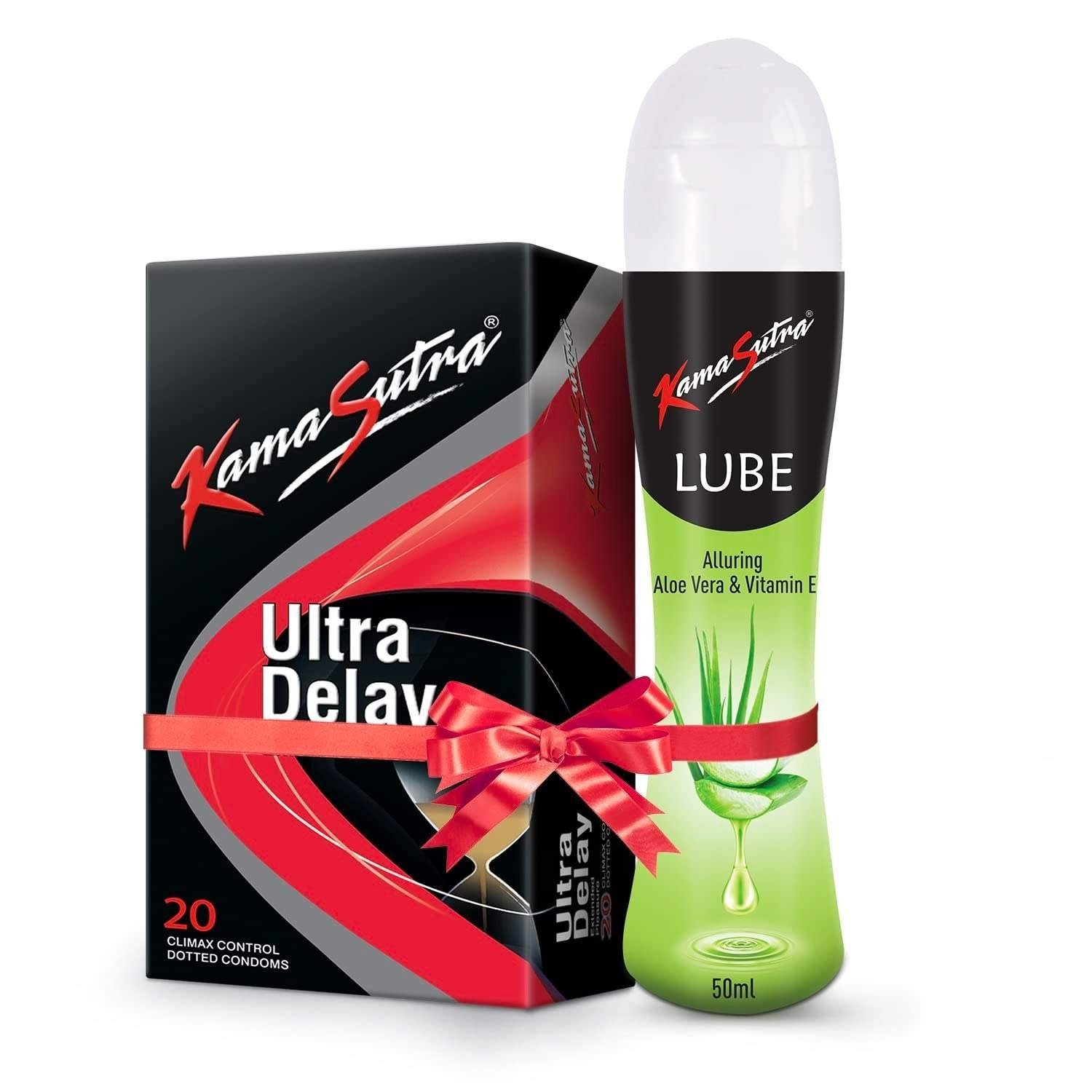 uk61Y9cztylqL-1-1.jpg KamaSutra Ultradelay Extra time Condoms for men Count 20 with Aloe Vera Lube Water Lubricant 50ml - Fast UK Delivery - Image 1
