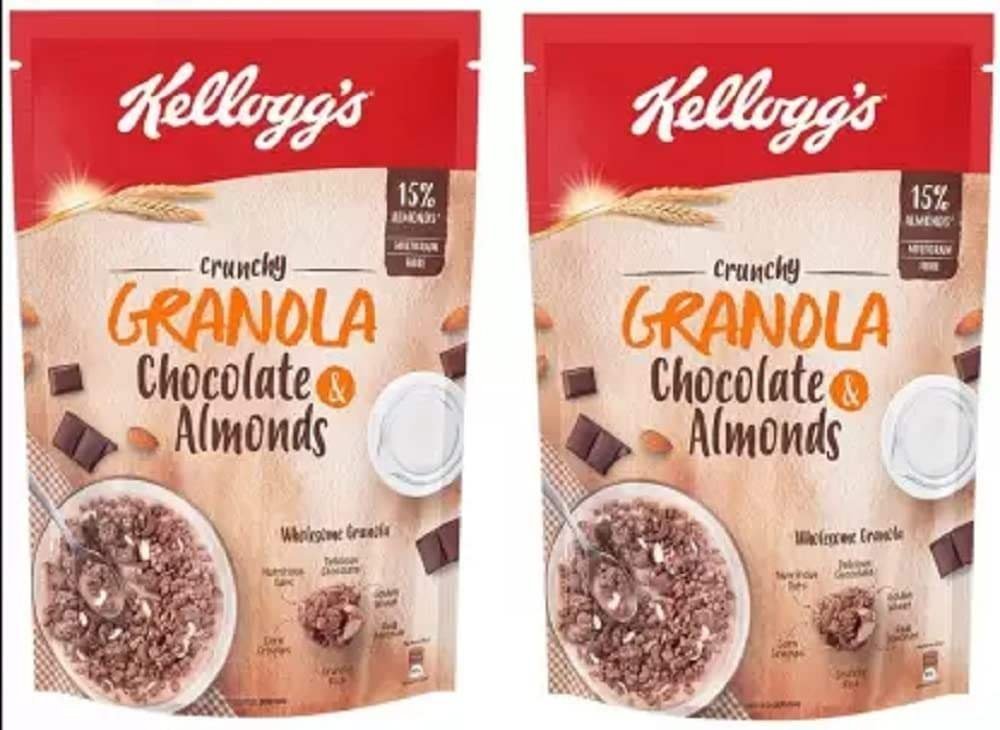 uk61Ylqjl3boL-1-1.jpg Kellogg's Crunchy Granola Chocolate & Almonds 450 gm Pack of 2 Pouch (2 x 450 g) - Fast UK Delivery - Image 1