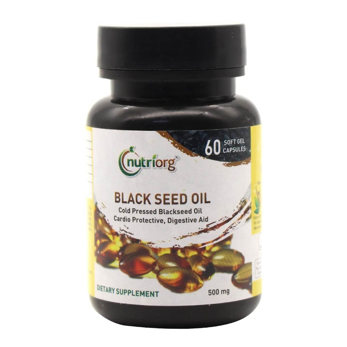 uk61YoDNcAxPL-1.jpg Nutriorg Black Seed Oil, 500 mg Capsules | Extra Virgin Cold Pressed Nigella Sativa | Organic Black Seeds | Supports Weight Loss & BMI Maintenance | 60 Soft Gel Capsules - Image 1