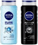 NIVEA Men Body Wash, Active Clean with Active Charcoal, Shower Gel for Body, Face & Hair, 500 ml & Men Body Wash, 500 ml - Fast UK Delivery