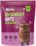 ALPINO High Protein Super Overnight Oats Dark Chocolate 1KG - 21g Protein, Added Nuts & Seeds, Instant Rolled Oats - As Seen on Shark Tank India - Fast UK Delivery