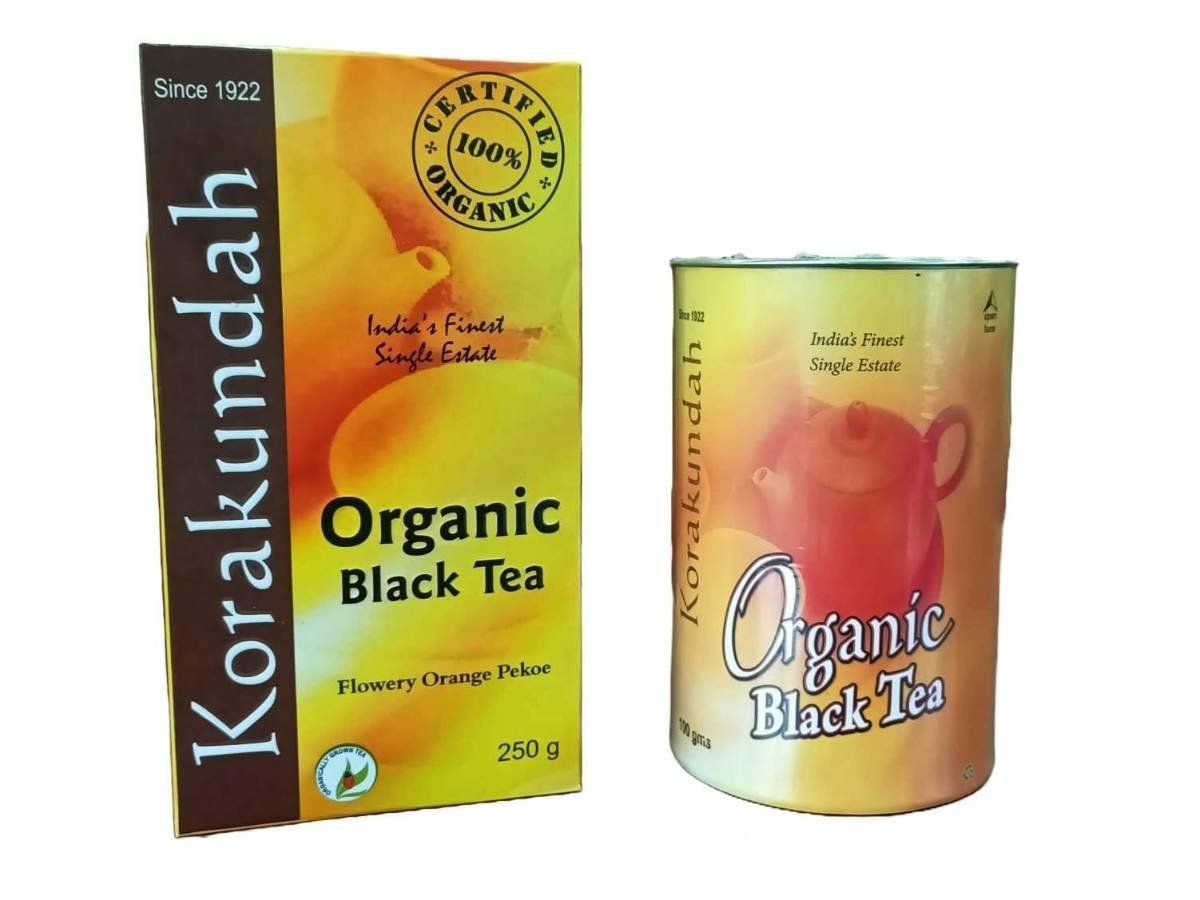uk61ZENitGZL-1.jpg KORAKUNDAH Organic Black Tea 250 g|KORAKUNDAH Organic Black Tea in Canister 100 g |Pack of 2|Total 350g|India's Finest Chamraj Nilgiri Tea - Fast UK Delivery - Image 1