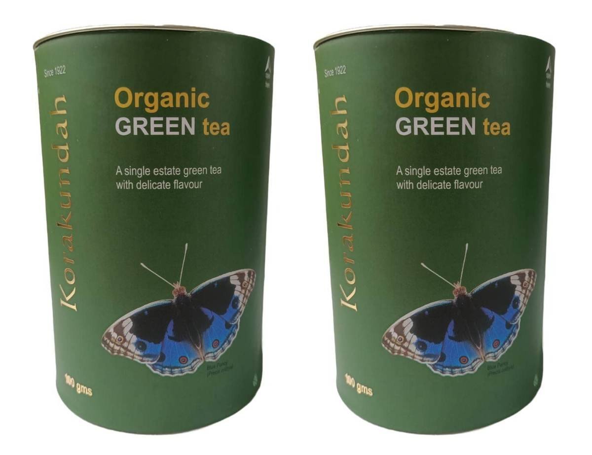 uk61ZHNJO3oNL-1.jpg KORAKUNDAH Organic Green Tea in Canister (Butterfly) 100 g | Pack of 2 | Total 200 g | A Single Estate Green Tea with Delicate Flavour | Chamraj Finest Nilgiri Tea - Fast UK Delivery - Image 1