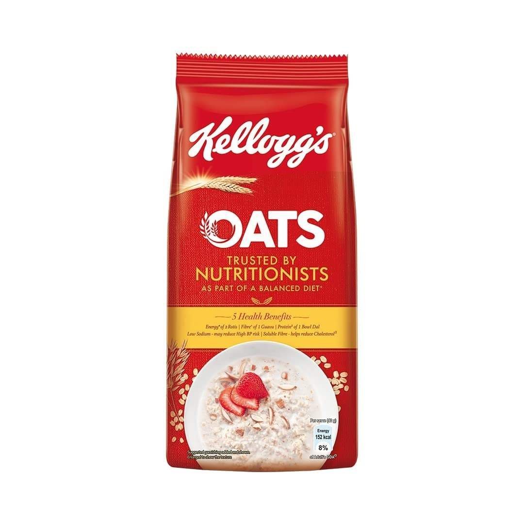 uk61ZUpUwtxUL-1-1.jpg Kellogg's Oats Rolled Oats High in Protein and Fibre Low in Sodium 200g Pack, Plain, 36 count - Fast UK Delivery - Image 1