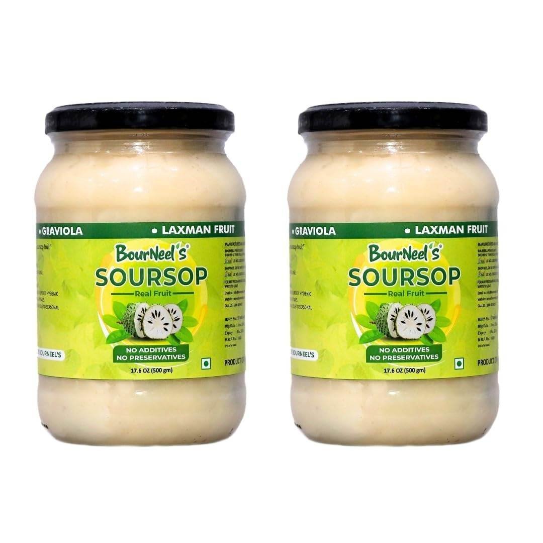 uk61ZVY8kB1pL-1-1.jpg BourNeel's Soursop Fruit Jar 500 gm Pack of 2 | No Preservatives | Graviola Laxman Phal Fruit | High Vitamin C | - Image 1