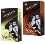 Kamasutra Men's Condom - Vanilla & Chocolate Flavored, Dotted (Set of 2, 20 Sheets) - Fast UK Delivery