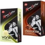 Kamasutra Men's Condom - Vanilla & Chocolate Flavored, Dotted (Set of 2, 20 Sheets) - Fast UK Delivery