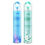 Godrej aer Spray | Room Freshener for Home & Office - Cool Aqua & Jasmine Delight | Pack of 2 (220 ml each) | Long-Lasting Fragrance - Fast UK Delivery