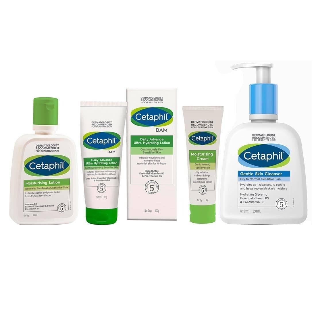 uk61ZrahG3TL-1.jpg Cetaphil Moisturising Lotion 100ml, DAM 100g, Moisturising Cream 80g and Gentle Skin Cleanser 250 ml Combo - Fast UK Delivery - Image 1