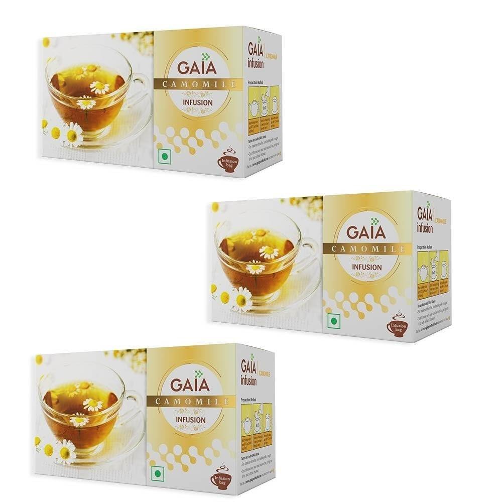 uk61a3sY06tuL-1.jpg Gaia Chamomile Green Tea For Stress Relief & Good Sleep, Abundant in Antioxidant, Made with 100% Whole Leaf & Natural Chamomile Flowers, Light and Gentle Taste - (pack of 3) - Fast UK Delivery - Image 1