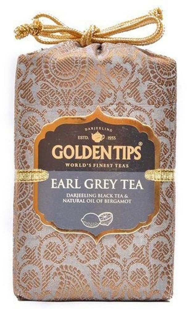 uk61a6zWfWjDL-1-1.jpg Golden Tips -Darjeeling Earl Grey Loose Leaves Black Tea Brocade Bag (200 Gram 100 cups) - Fast UK Delivery - Image 1
