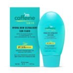 mCaffeine Hydra Dew Ultralight Sun Fluid SPF50 PA++++ UVA/UVB Blue Light Protection|Water Like Glow Texture|Lightweight, Non-Sticky, Quick Absorbing|No White Cast|All Skin Types|For Men/Women - 50ml - Fast UK Delivery