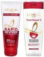 L'Oreal Paris Rapid Reviver Total Repair 5 Deep Conditioner, 180ml & L'Oreal Paris Total Repair 5 Repairing Shampoo with Keratin XS, 192.5ml - Fast UK Delivery