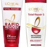 L'Oreal Paris Rapid Reviver Total Repair 5 Deep Conditioner, 180ml & L'Oreal Paris Total Repair 5 Repairing Shampoo with Keratin XS, 192.5ml - Fast UK Delivery