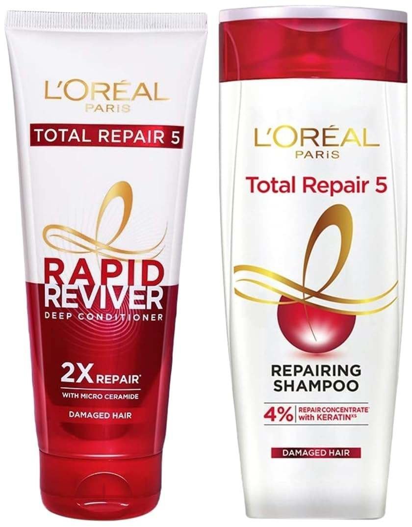 uk61aJnKLPEL-1.jpg L'Oreal Paris Rapid Reviver Total Repair 5 Deep Conditioner, 180ml & L'Oreal Paris Total Repair 5 Repairing Shampoo with Keratin XS, 192.5ml - Fast UK Delivery - Image 1
