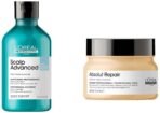 L'Oreal Professionnel Scalp Advanced Anti-Dandruff Dermo-Clarifier Shampoo 300 Ml & Liss Unlimited Hair Mask with Pro-Keratin for Rebellious Frizzy Hair. - Fast UK Delivery