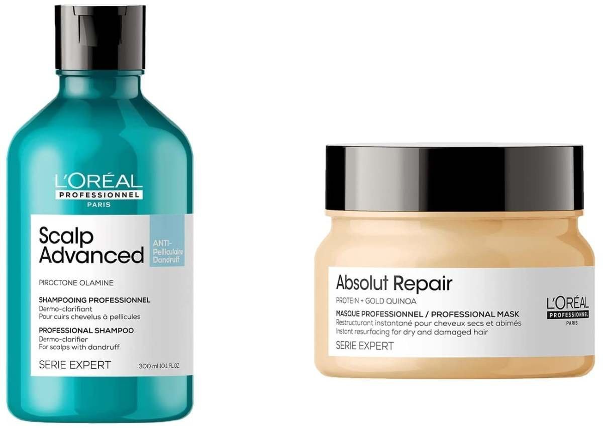 uk61aRmaOwqxL-1-1.jpg L'Oreal Professionnel Scalp Advanced Anti-Dandruff Dermo-Clarifier Shampoo 300 Ml & Liss Unlimited Hair Mask with Pro-Keratin for Rebellious Frizzy Hair. - Fast UK Delivery - Image 1