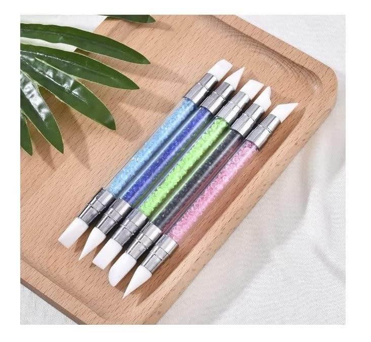 uk61aU0UbG53L-1-1.jpg HUDA GIRL Nail Art : 5-Piece Dual-Ended Silicone Head Carving Nail art dotting pen - Fast UK Delivery - Image 1