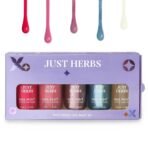 Just Herbs Party Ready Nail Paints Set, 12 Chemical Free Formula, Quick Dry and Glossy Nail Polish Gift Set of 5 (11ml x5) - Fast UK Delivery