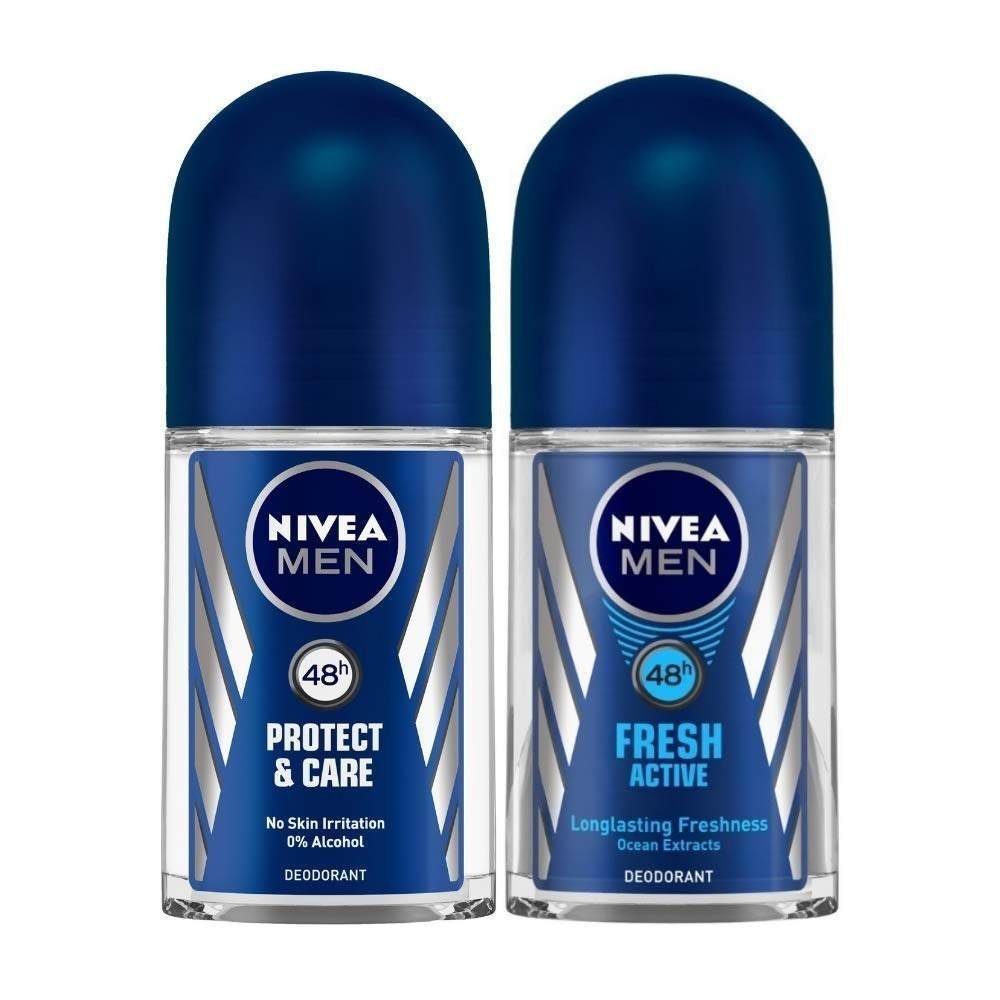 uk61aa1E142UL-1-1.jpg Nivea Deodorant Roll On, Protect & Care for Unisex, 50ml And Deodorant Roll-On, Fresh Active Original for Men, 50ml - Fast UK Delivery - Image 1