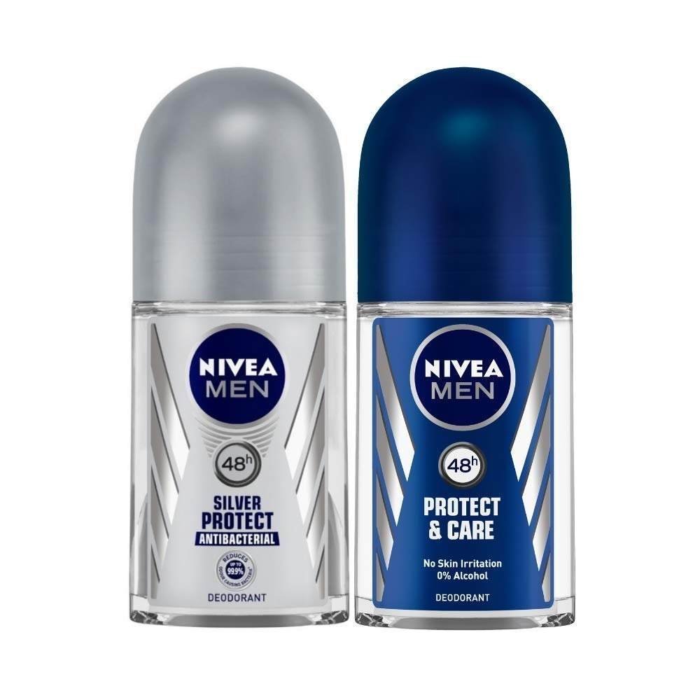 uk61acYYNyNPL-1-1.jpg Nivea Deodorant Roll On, Silver Protect for Men, 50ml And Deodorant Roll On, Protect & Care for Men, 50ml - Fast UK Delivery - Image 1