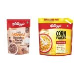 Kellogg's Crunchy Granola Chocolate & Almonds | Breakfast Cereals | Multigrain Flakes, 450g, Kellogg's Corn Flakes Original, High in Iron, High in B Group Vitamins, Breakfast Cereals, 1.2 kg Pack - Fast UK Delivery