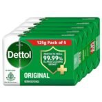 Dettol Original Germ Protection Bathing Soap Bar (625gm) | Kills 99.99% germs, 125gm , Pack of 5 - Fast UK Delivery