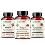 Rooted Active Naturals Organic Mushroom Extracts Combo - Reishi, Lion's Mane, Turkey Tail, 100% Fruit Body, No Fillers - Fast UK Delivery