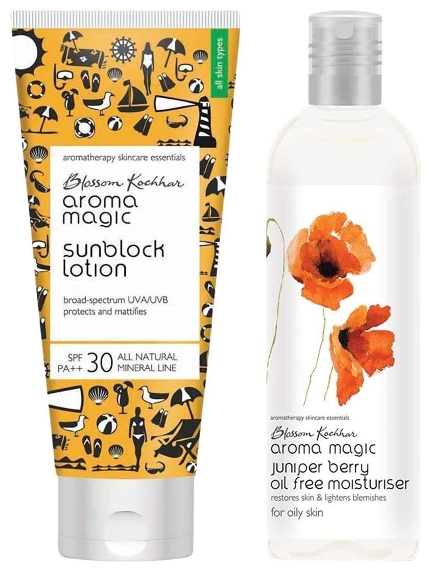 uk61cH4hVrpXL-1-1.jpg Aroma Magic Sunscreen Sun Block Lotion, SPF 30, 50ml and Aroma Magic Juniper Berry Oil Free Moisturiser 200 ml - Fast UK Delivery - Image 1