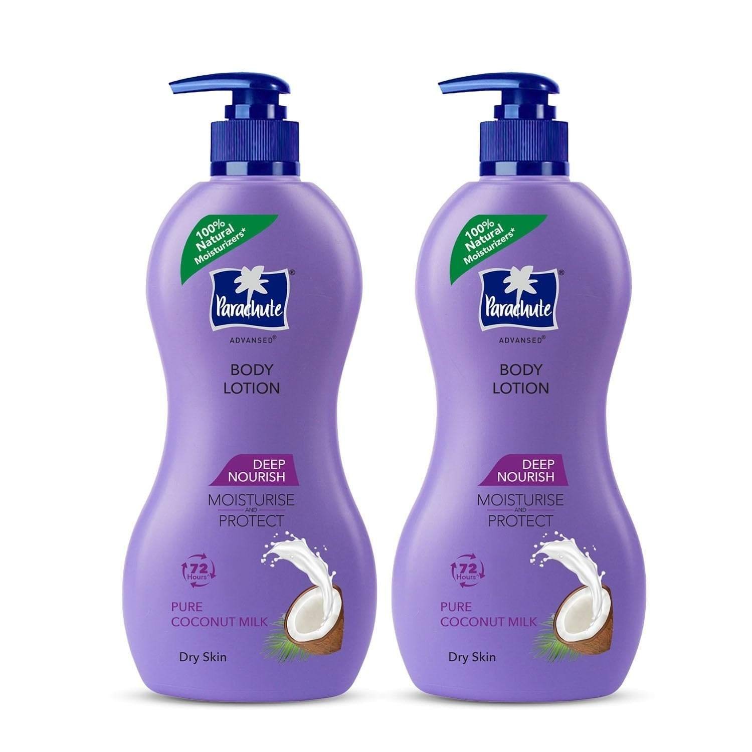 uk61cvO6df3L-1.jpg Parachute Advansed Deep Nourish Body Lotion for Women & Men, Dry Skin, 400ml | Pure Coconut Milk, 100% Natural, 72h Moisturisation (Pack of 2) - Fast UK Delivery - Image 1