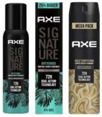 Axe Gold Temptation Long Lasting Deodorant Bodyspray For Men, 215ml&Axe Signature Mysterious No Gas Deodorant Bodyspray For Men 154 ml - Fast UK Delivery