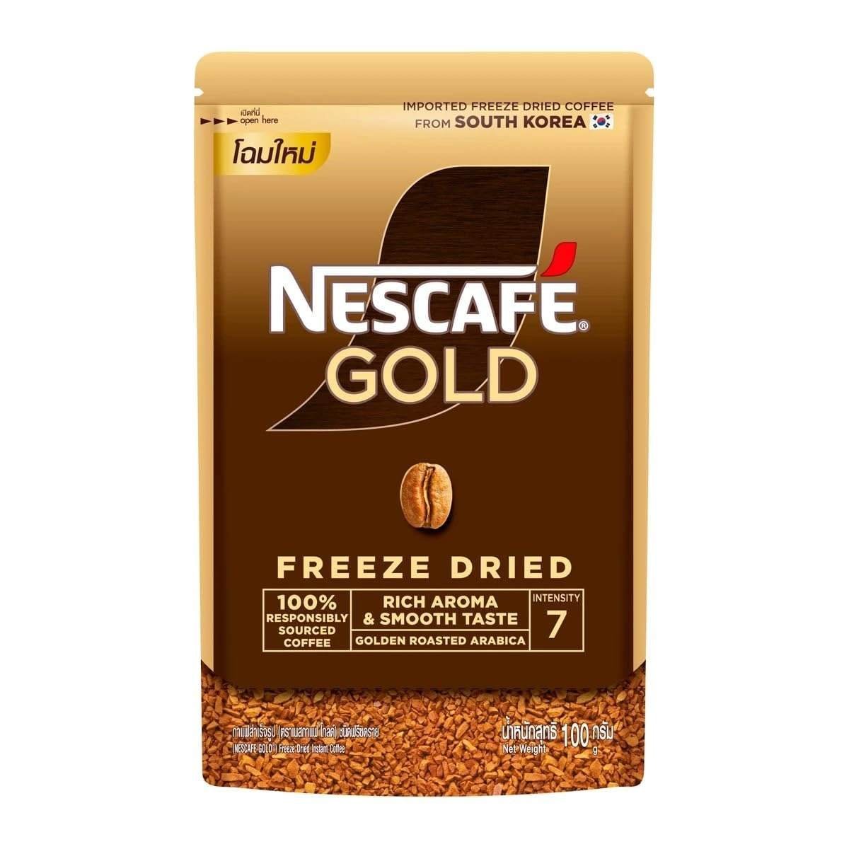 uk61dHlTpeg8L-1.jpg Nescafe Gold Freeze Dried Instant Coffee Bag Rich Aroma & Smooth Taste Golden Roasted Arabica Intensity 7, 3.53 Oz 100 G - Fast UK Delivery - Image 1