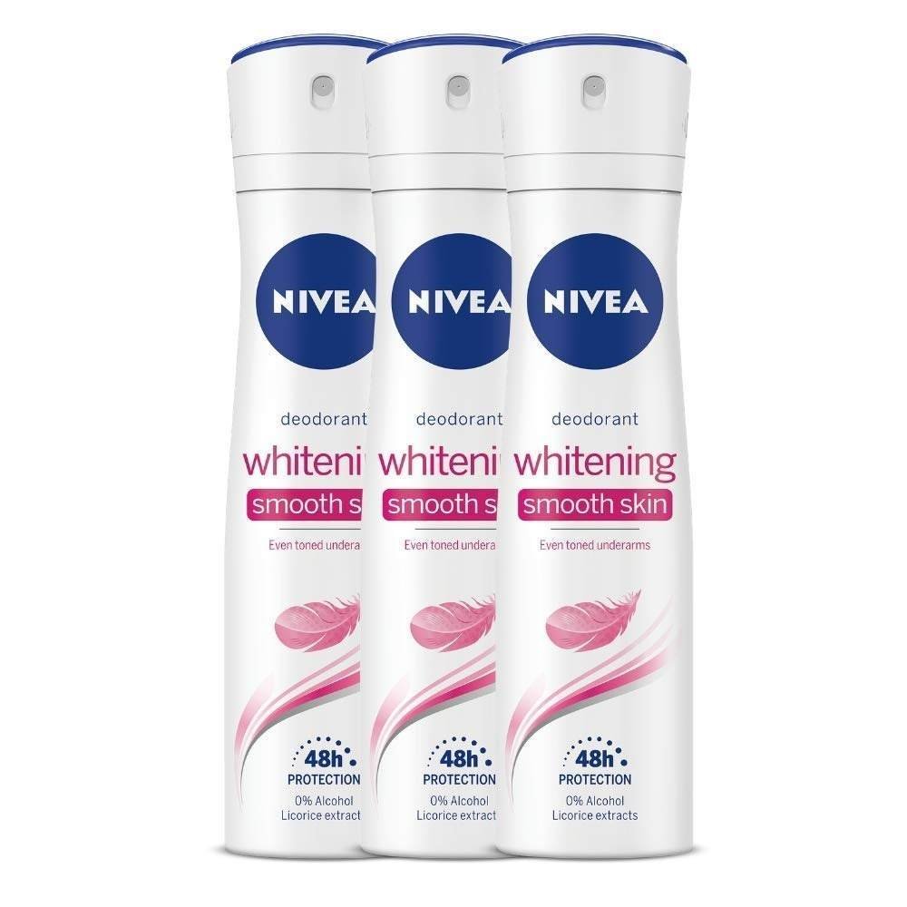 uk61dNJfT87oL-1-1.jpg NIVEA Unisex Whitening Smooth Skin Fresh Scent Deodorant Spray For , 150Ml (Pack Of 3) - Fast UK Delivery - Image 1