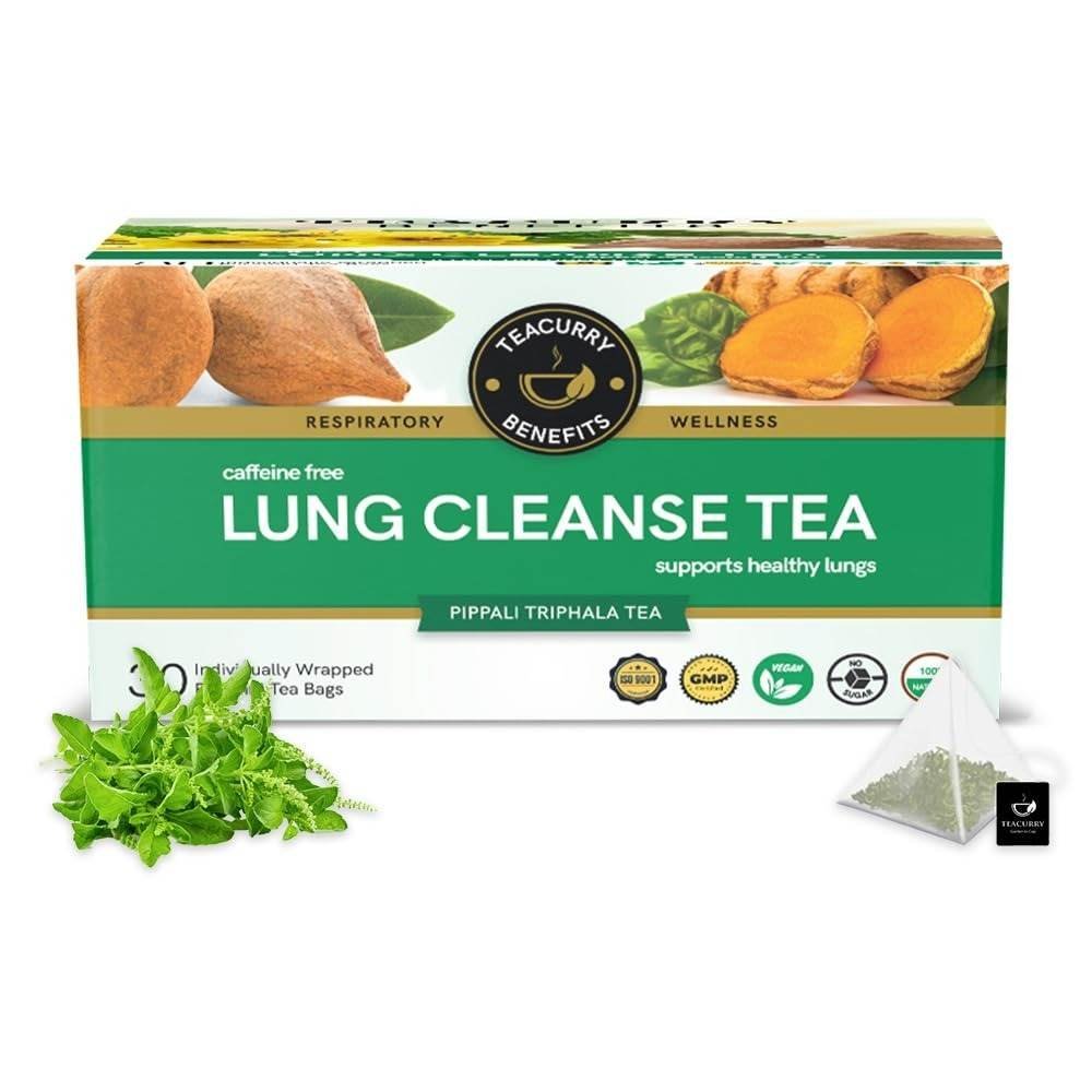 uk61dQrZO3ygL.jpg TEACURRY Lungs Cleanse Tea Box - (30 Tea Bags, 1 month Pack) - Lung Detox Tea | Helps Quit Smoking And Clean Lungs | Herbal Lung Wellness Tea - Fast UK Delivery - Image 1