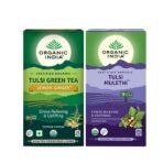 ORGANIC INDIA Tulsi Green Tea Lemon Ginger + Tulsi Mulethi - 25 Tea Bags - Fast UK Delivery