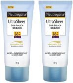 Neutrogena Ultrasheer Sunscreen For All Skin Types Spf 50+, 80G (Pack Of 2) - Fast UK Delivery