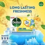 Dettol Lime Cool Bathing Soap Bar with 2x Menthol (600gm) | Long Lasting Freshness, 75gm - Pack of 8 - Fast UK Delivery - Image 3