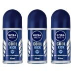Nivea Cool Kick Deodorant Roll On for Men, 50ml, Pack of 3 - Fast UK Delivery