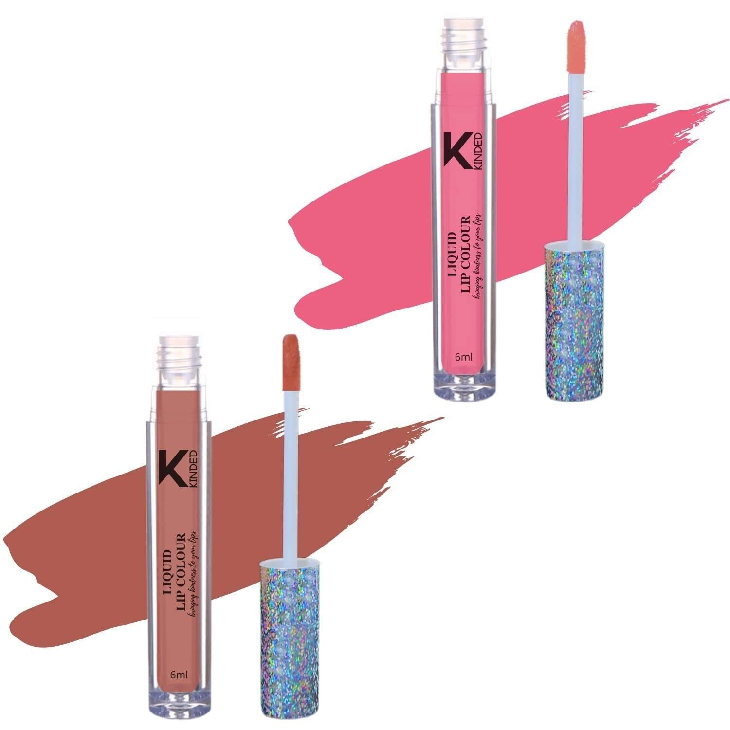 uk61f6wwMhq7L-1-1.jpg KINDED Liquid Lip Colour Vitamin E Enriched No Transfer Waterproof Long Stay Lipsticks Lip Gloss Set for Girls Women (Pack of 2, 6 ml each, Matte Finish, Shades Barbie Pink & Rust Crust) - Fast UK Delivery - Image 1