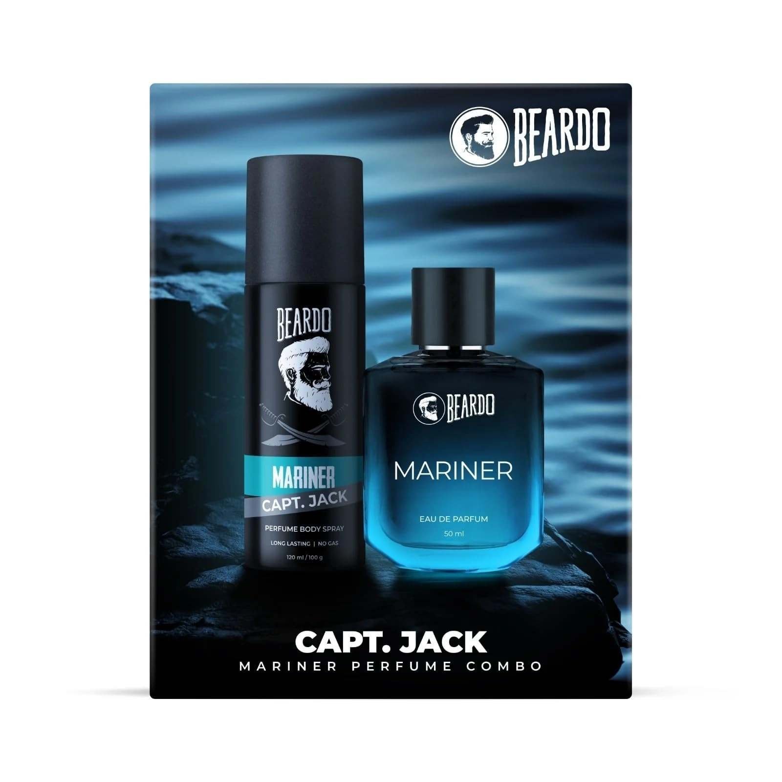 uk61fAke3aIPL-1-1.jpg Beardo Mariner Perfume EDP 50ml & Mariner Captain Jack Perfume Body Spray 120ml for Men | Eau De Parfum | Long Lasting Perfume for Men | Deodorant Body Spray for Men | Day Time Fragrance Body Spray For Men | Fresh, Aqua Notes | Valentines day gift for husband | Gift for boyfriend | Gift for Men - Fast UK Delivery - Image 1