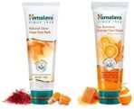Himalaya Natural Glow Kesar Face Pack, 100g & Himalaya Tan Removal Orange Face Wash, 100ml - Fast UK Delivery