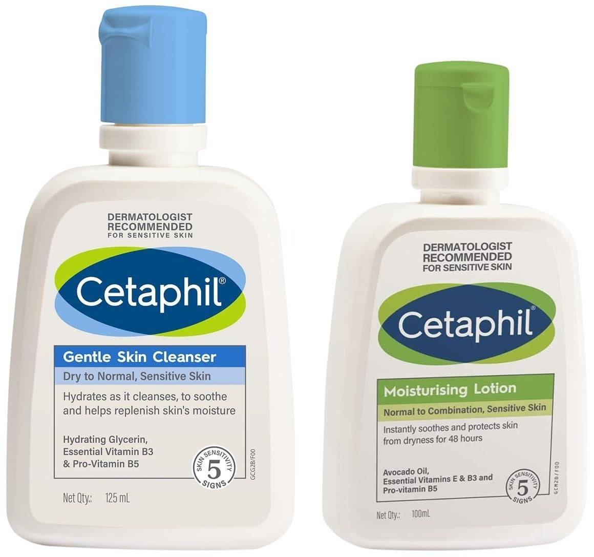 uk61fggHjNAqL-1-1.jpg Cetaphil Gentle Skin Cleanser, 125 Ml & Moisturising Lotion 100 Ml - Fast UK Delivery - Image 1