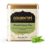 Golden Tips Peach Green Tea Loose Leaves Tin can (100 Gram, 50 cups) - Fast UK Delivery