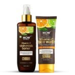 WOW Skin Science Vitamin C Face Wash Tube with Vitamin C Mist Toner Combo - Net Vol 300mL - Fast UK Delivery