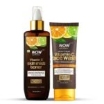 WOW Skin Science Vitamin C Face Wash Tube with Vitamin C Mist Toner Combo - Net Vol 300mL - Fast UK Delivery