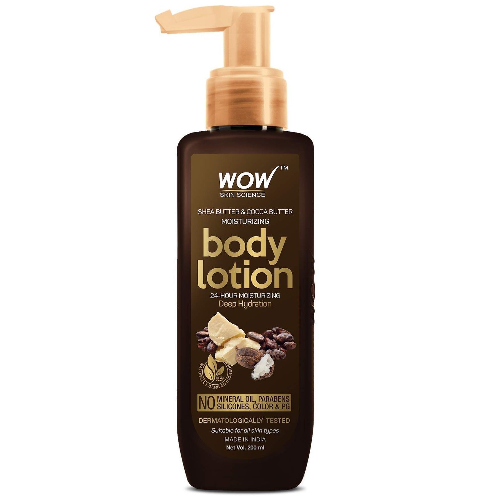 uk61gI76AggeL-1-1.jpg WOW Skin Science Shea Butter and Cocoa Butter Moisturizing Body Lotion - Deep Hydration - No Mineral Oil, Parabens, Silicones, Color & PG - 200mL - Fast UK Delivery - Image 1