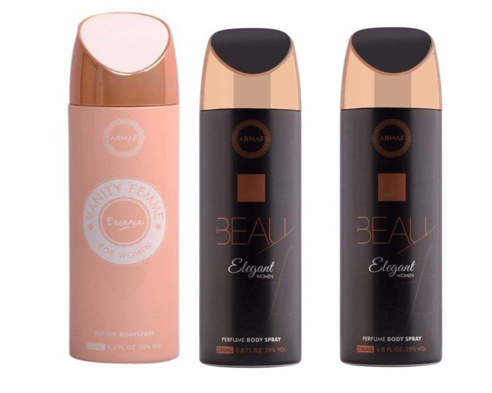 uk61gLqd9fF0L-1-1.jpg ARMAF Beau Elegant & Vanity Femme Essence Deodorant Body Spray for Women, 200 ml, Pack of 3 - Fast UK Delivery - Image 1