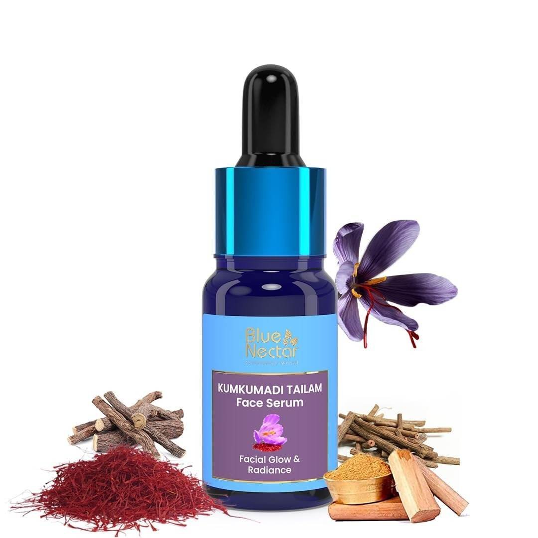uk61gVcfoOqyL-1.jpg Blue Nectar Kumkumadi Tailam Skin Brightening Face Oil for Glowing Skin, Dull & Damage Skin Repair | Natural Anti Aging Serum | With Plant Based Collagen Booster (26 Herbs, 10 ml) - Image 1