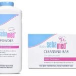 Sebamed Baby Powder, 200gm and Baby Cleansing Bar (100g) - Fast UK Delivery